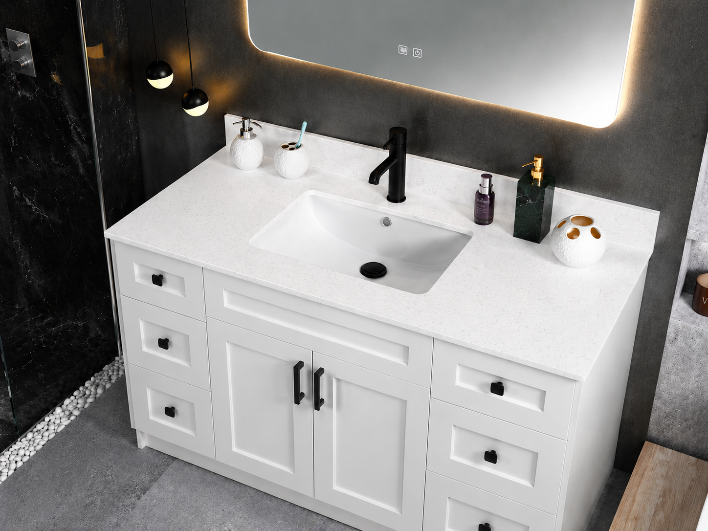 48" High-Gloss Quartz Counter Top