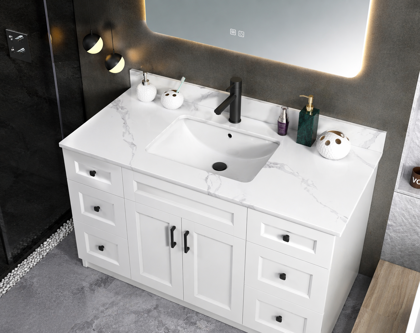 48" High-Gloss Quartz Counter Top