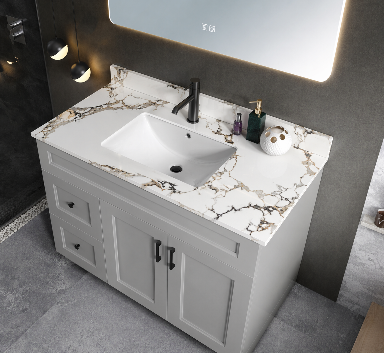 42" High-Gloss Quartz Counter Top