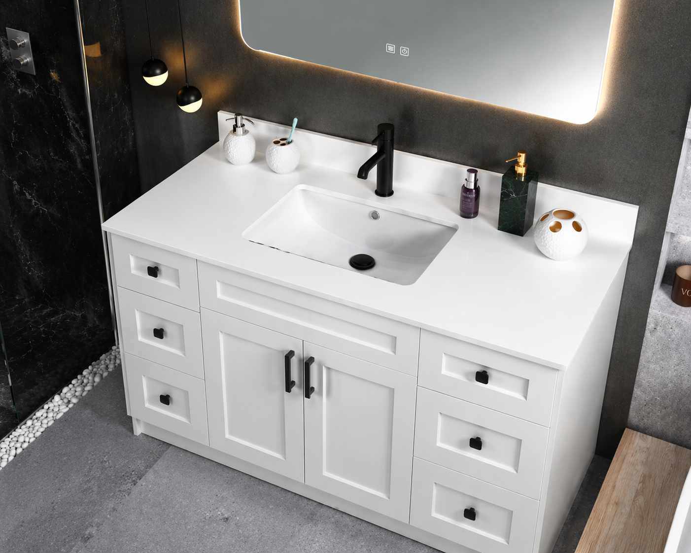 48" High-Gloss Quartz Counter Top