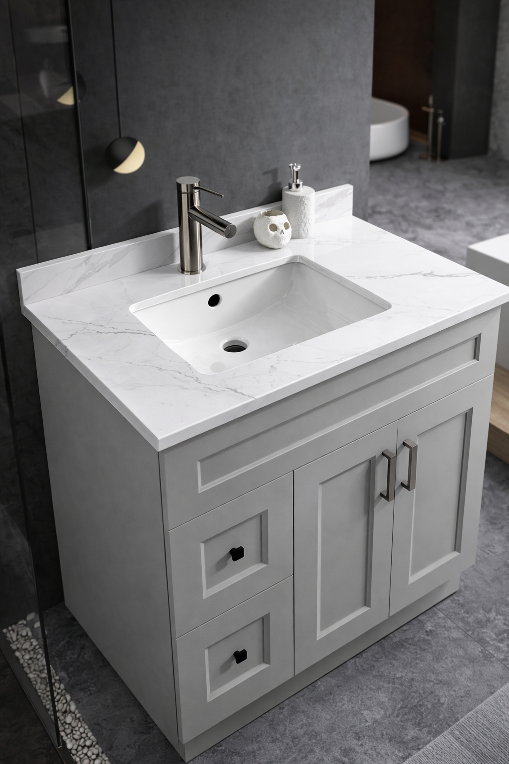 36" High-Gloss Quartz Counter Top