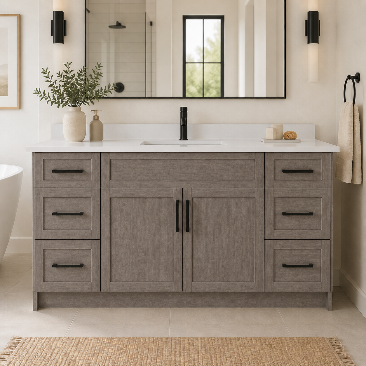 72" Single Sink HDF Wood Grain Vanity