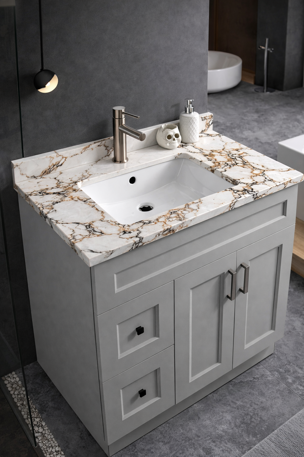 36" High-Gloss Quartz Counter Top