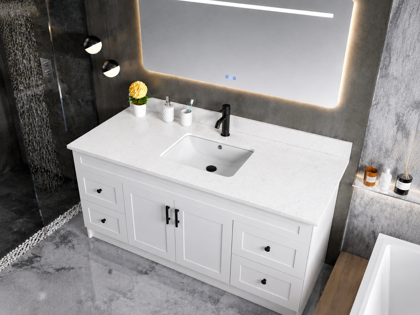 54" High-Gloss Quartz Counter Top