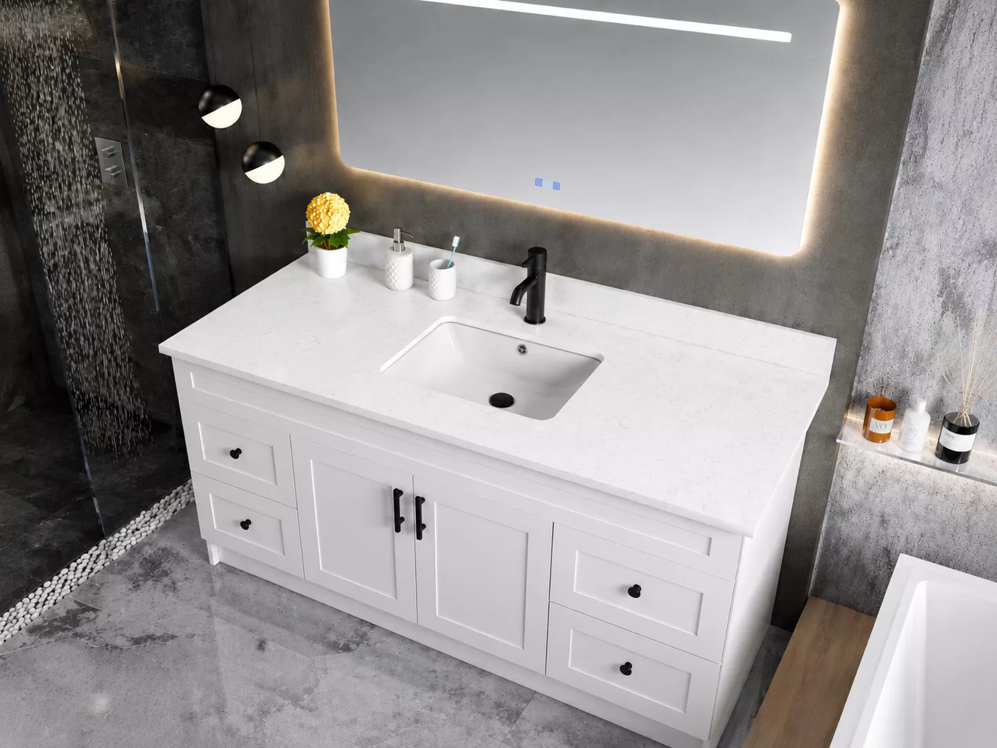 54" High-Gloss Quartz Counter Top
