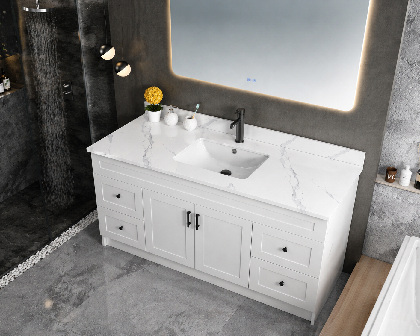 54" High-Gloss Quartz Counter Top