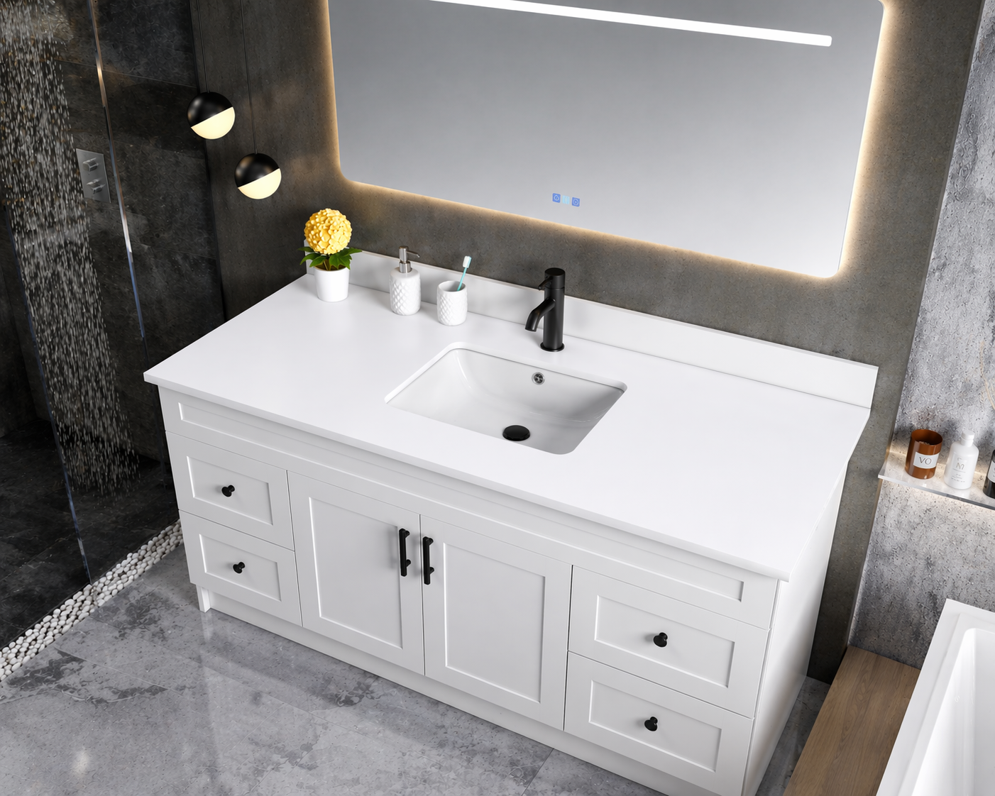 54" High-Gloss Quartz Counter Top