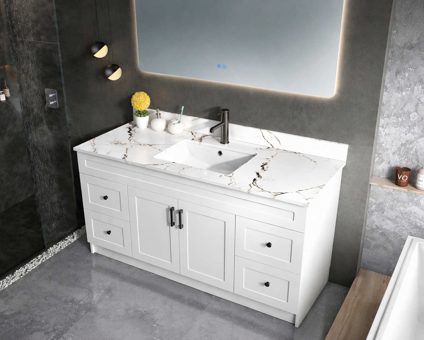 54" High-Gloss Quartz Counter Top