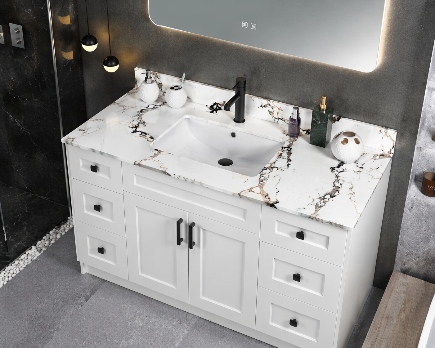 48" High-Gloss Quartz Counter Top