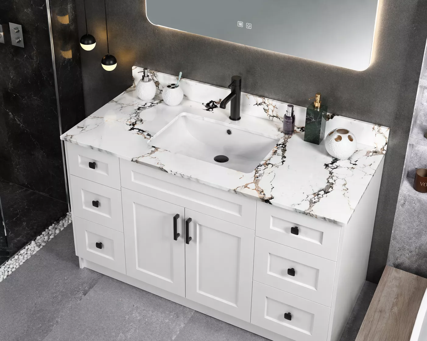48" High-Gloss Quartz Counter Top